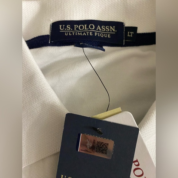 NWT U.S Polo Assn. Men's White Polo Shirt large Tall - Picture 3 of 5